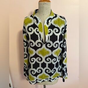 Vintage authentic Tory Burch, black  and green top